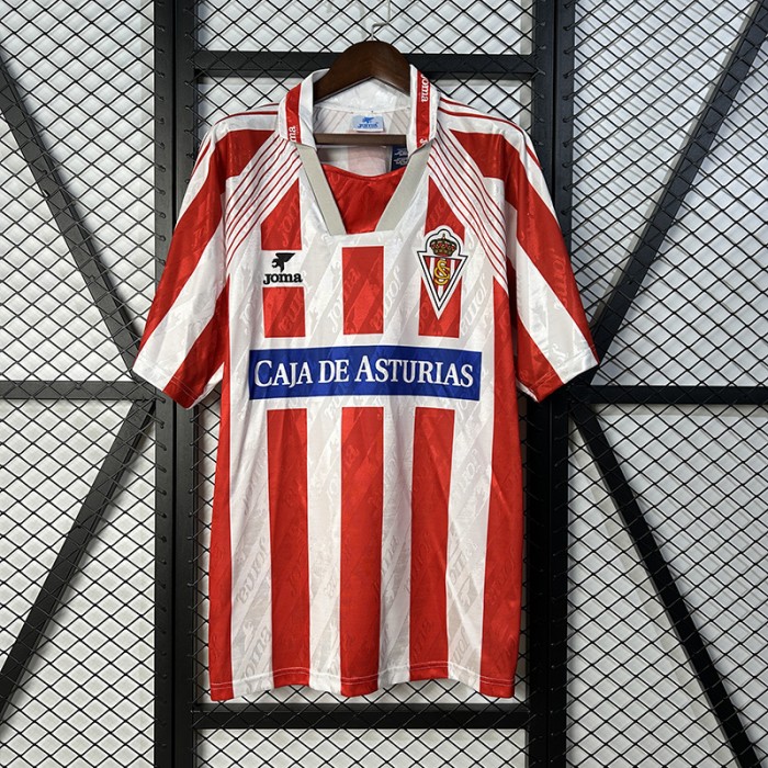 Retro 94/95 Gijon Home Red White Jersey Version Short Sleeve-9830823