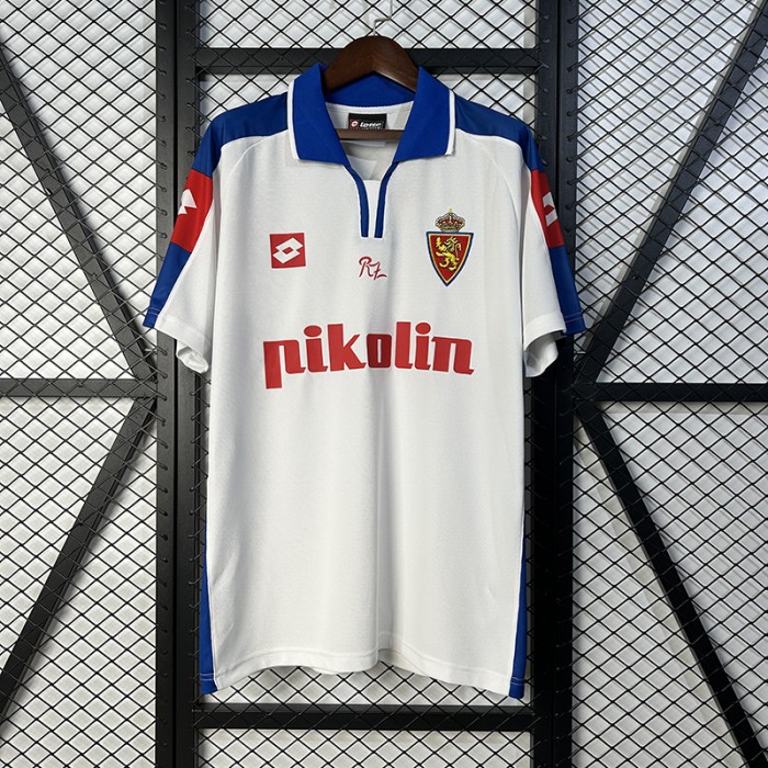 Retro 2004 Zaragoza Home White Blue Jersey Version Short Sleeve-9927528