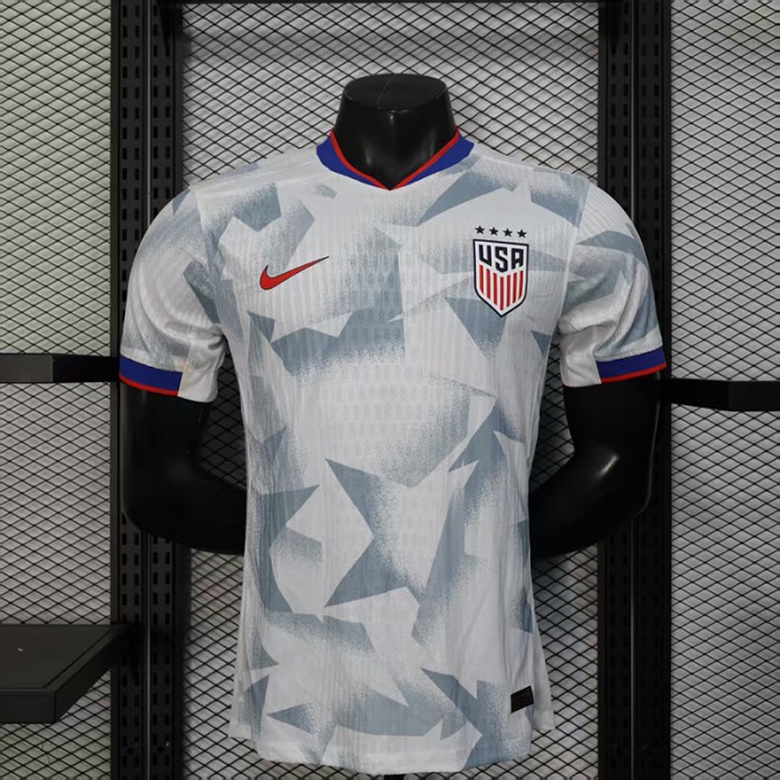 2025 USA Home White Gray Jersey Version Short Sleeve (Player Version)-4592834