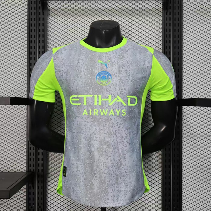 25/26 Manchester City Second Away Gray Green Jersey Version Short Sleeve (Player Version)-8346197