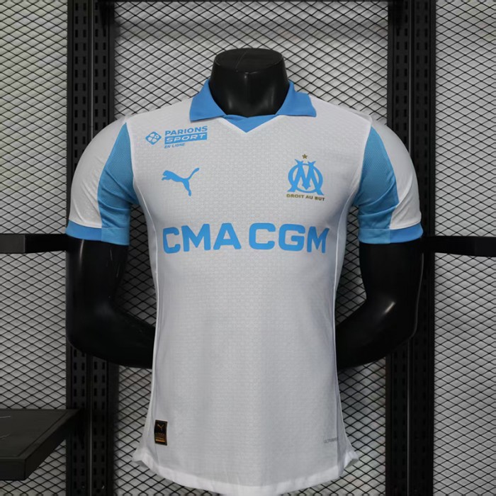 25/26 Marseille Home White Blue Jersey Version Short Sleeve (Player Version)-2452199