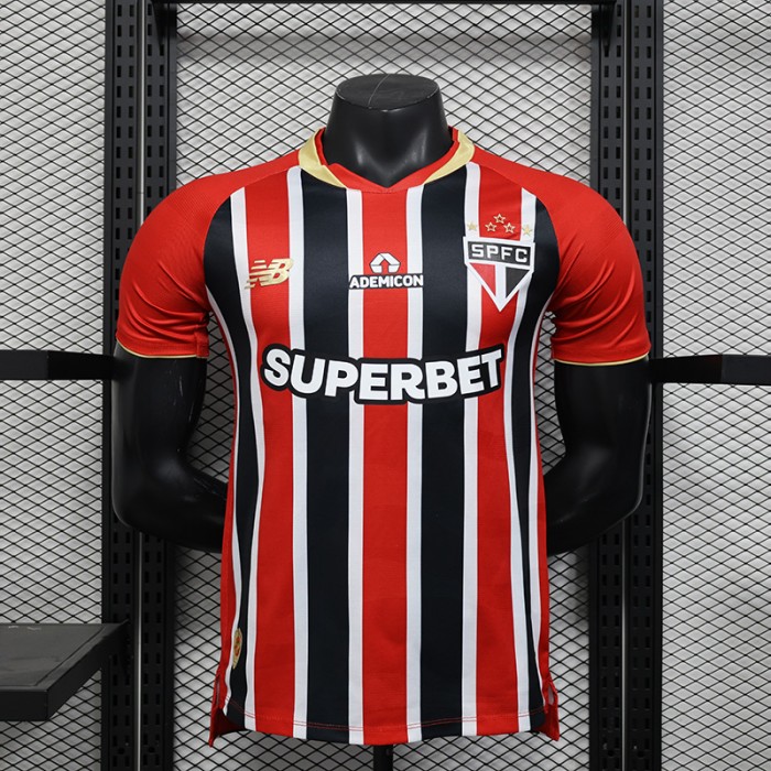 25/26 Sao Paulo Away Red Black Jersey Version Short Sleeve (Player Version)-9926149