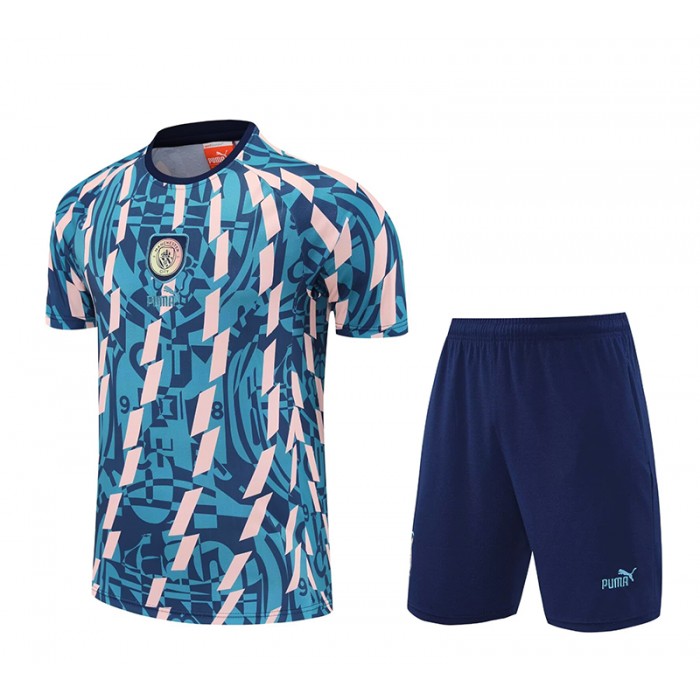 25/26 Manchester City Blue Training Suit Jersey Version Short Sleeve (Shirt + Short)-5452715