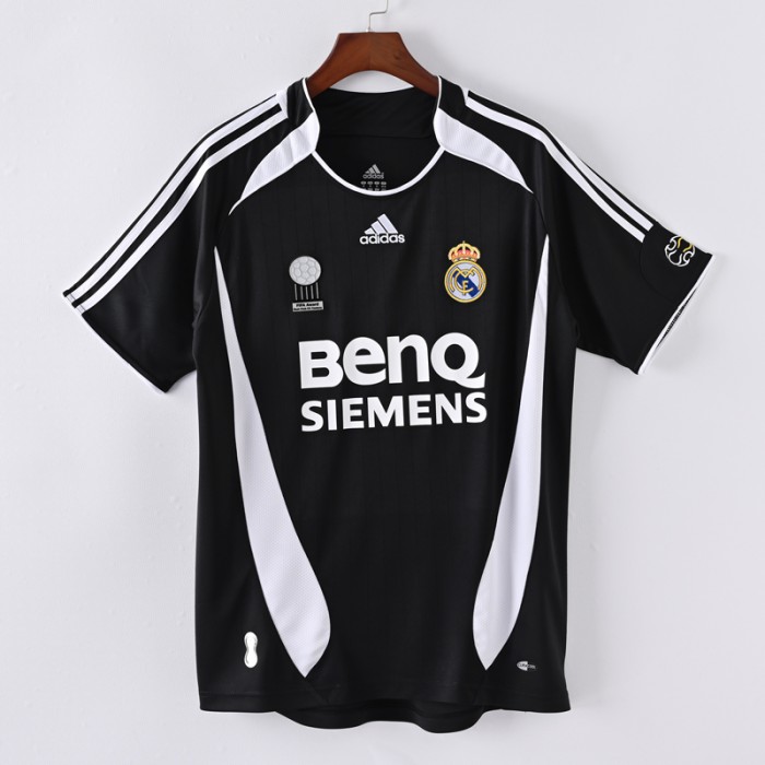 Retro 06/07 Real Madrid Away Black White Jersey Version Short Sleeve-884892