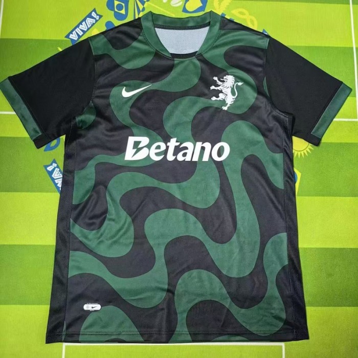 25/26 Lisbon Away Green Black Jersey Version Short Sleeve-7383040
