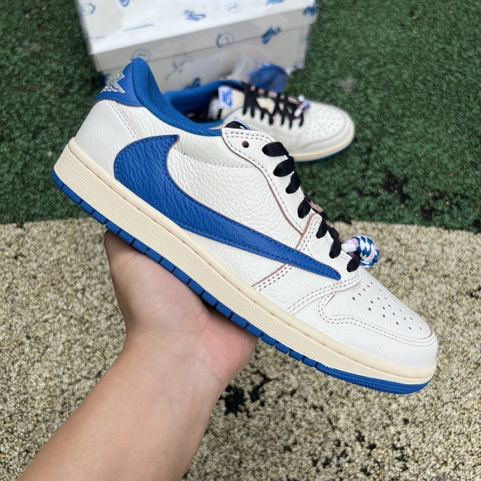 Fragment Design x Travis Scott Air Jordan 1 Low OG SP Running Shoes-White/Blue-1874760