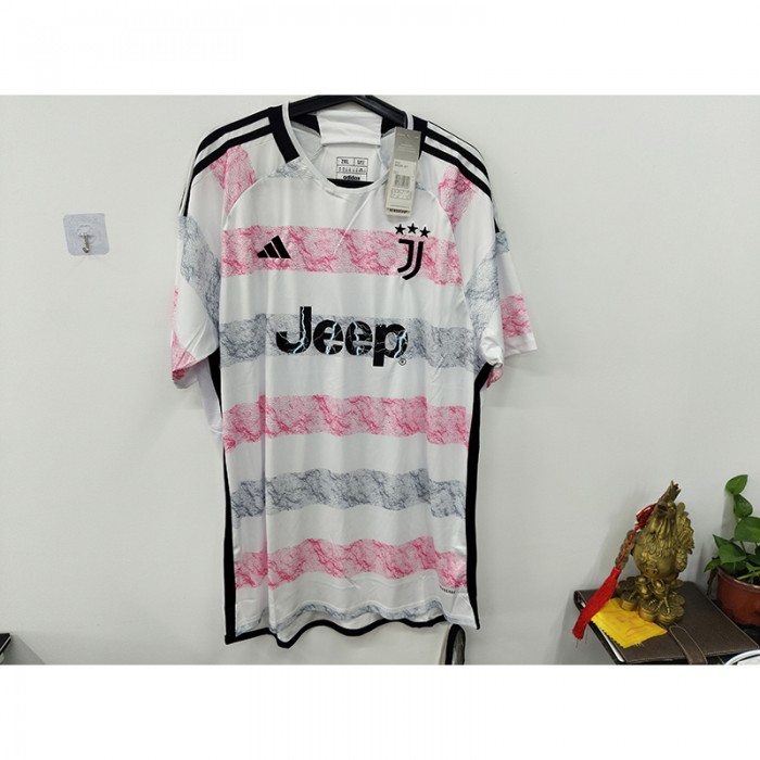 STOCK CLEARANCE [SIZE XXL] 23/24 Juventus Away White Pink Jersey Version Short Sleeve-1384544
