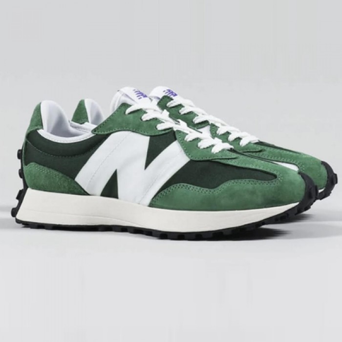 New Balance 327 Women Running Shoes-Green/White-5155150