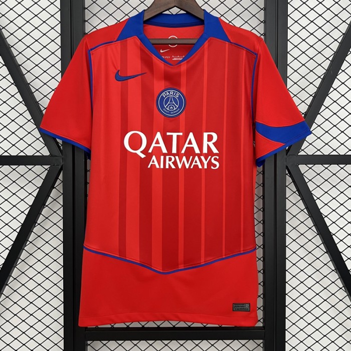 25/26 Paris Saint-Germain PSG Third Away Red Blue Jersey Version Short Sleeve-4896693