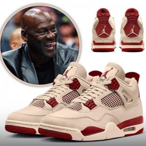 Air Jordan 4 AJ4 High Running Shoes-Khaki/Red-1268065