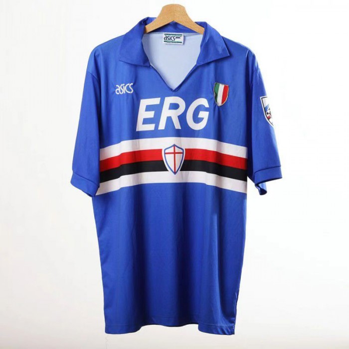 Retro 91/92 Sampdoria Away Blue Jersey Version Short Sleeve-9835584
