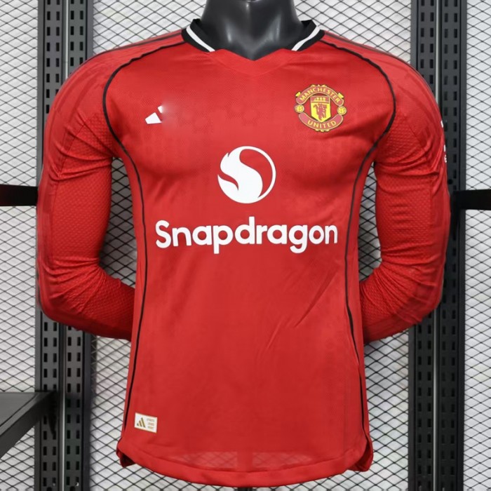 25/26 Manchester United M-U Home Red Jersey Version Long Sleeve (Player Version)-3420152