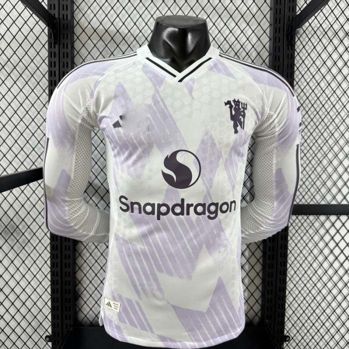 25/26 Manchester United M-U Away White Jersey Version Long Sleeve (Player Version)-4247634