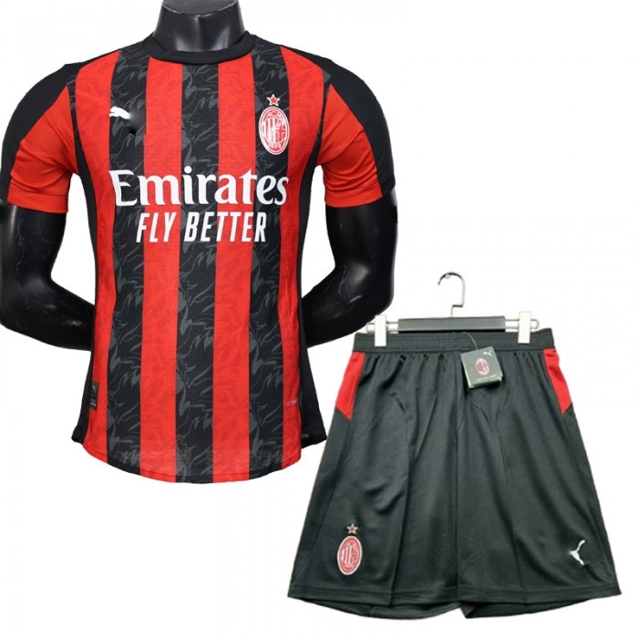 25/26 AC Milan Home Black Red Jersey Kit Short Sleeve (Shirt + Short) (Player Version)-9716067