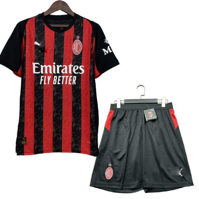 25/26 AC Milan Home Black Red Jersey Kit Short Sleeve (Shirt + Short)-3220845