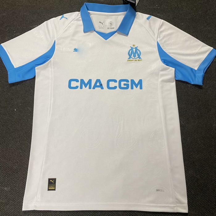 25/26 Marseille Home White Blue Jersey Version Short Sleeve-4266832