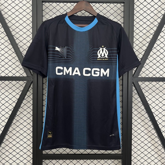 25/26 Marseille Away Black Blue Jersey Version Short Sleeve-1555998