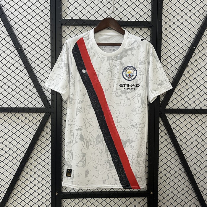 25/26 Manchester City Away White Gray Jersey Version Short Sleeve-6906922