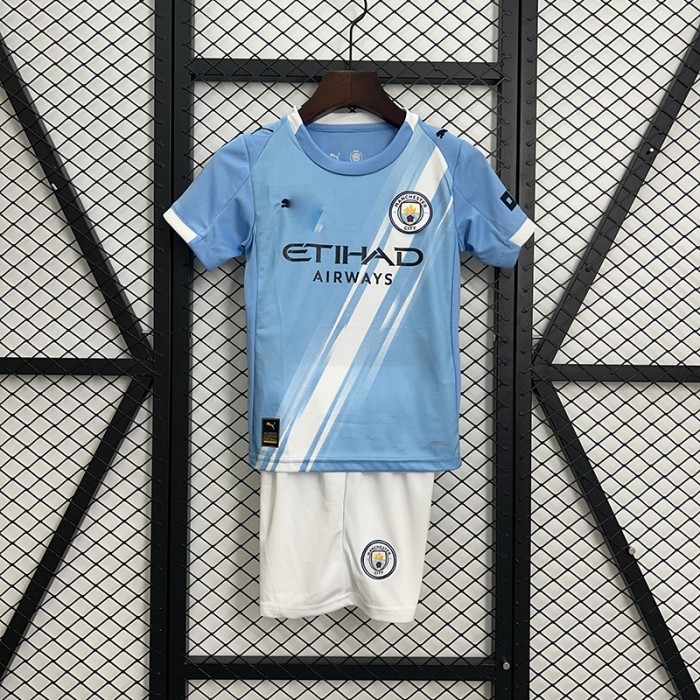 25/26 Kids Manchester City Home Blue Jersey Kit Short Sleeve (Shirt + Short)-9748198