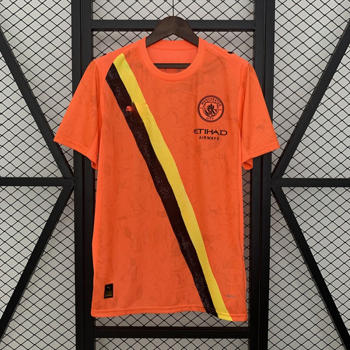 25/26 Manchester City Third Away Orange Jersey Version Short Sleeve-4801715