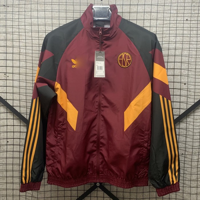 25/26 Roma Windbreaker Wine Red Black Windbreaker Long Sleeve-6453083