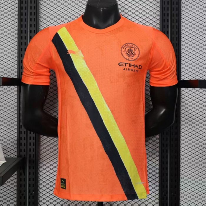 25/26 Manchester City Third Away Orange Jersey Version Short Sleeve (Player Version)-7690877