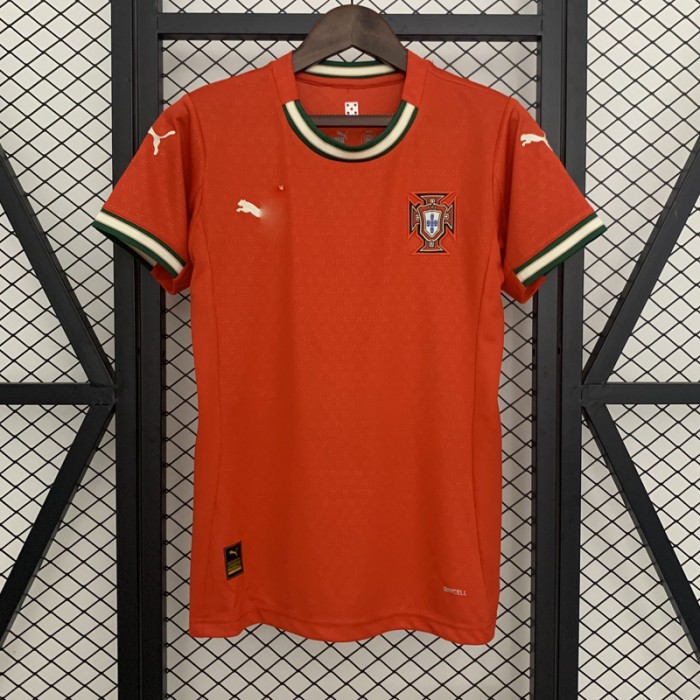 2025 Portugal Home Red Women Jersey Kit Short Sleeve-7794320