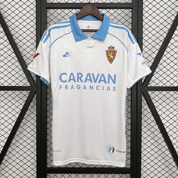 25/26 Zaragoza Home White Blue Jersey Version Short Sleeve-5070024