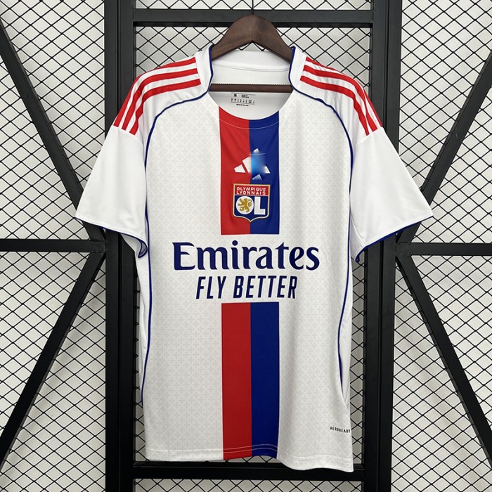 25/26 Lyon Home White Jersey Version Short Sleeve-6834004