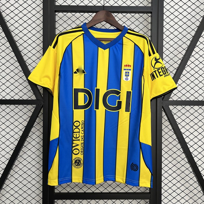 25/26 Real Oviedo Away Blue Yellow Jersey Version Short Sleeve-9214084