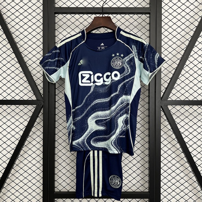25/26 Kids Ajax Away Navy Blue Kids Jersey Kit Short Sleeve (Shirt + Short)-7941703