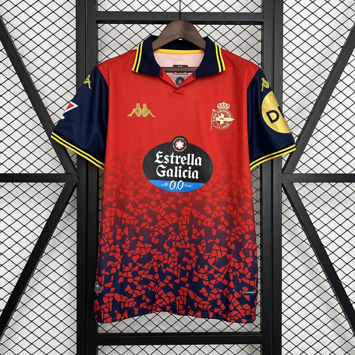 25/26 Deportivo La Coruna Away Red Blue Jersey Version Short Sleeve-738343