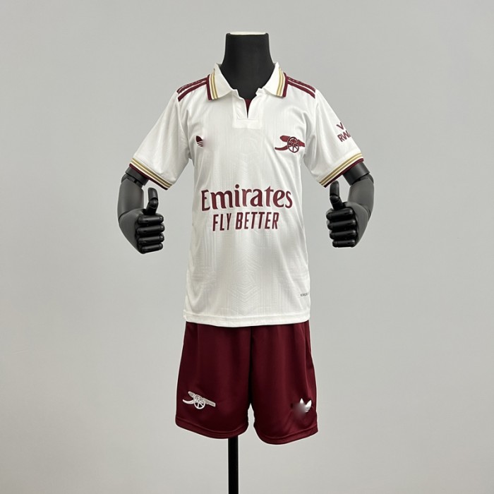 25/26 Kids Arsenal Second Away White Kids Jersey Kit Short Sleeve (Shirt + Short)-9453577
