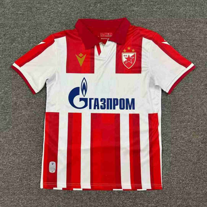 25/26 Red Star Belgrade Home Red White Jersey Version Short Sleeve-7172176