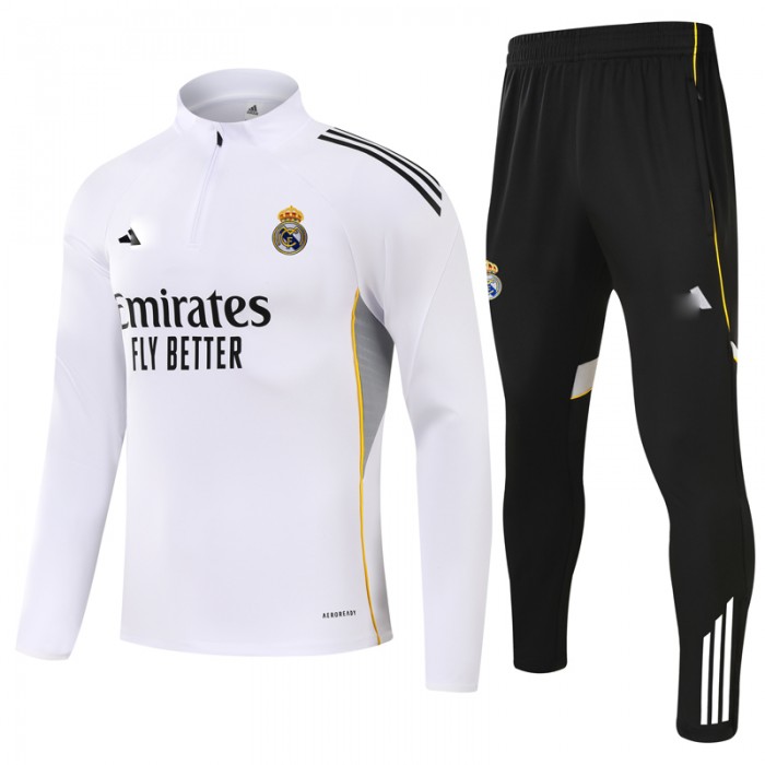 25/26 Real Madrid White Edition Classic Jacket Training Suit (Top+Pant)-8824886