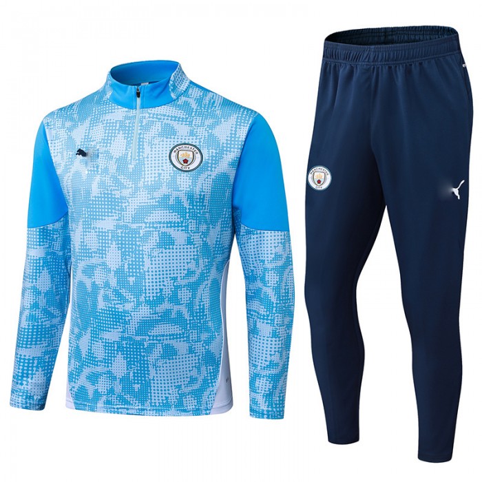 25/26 Manchester City Blue White Edition Classic Jacket Training Suit (Top+Pant)-5464265