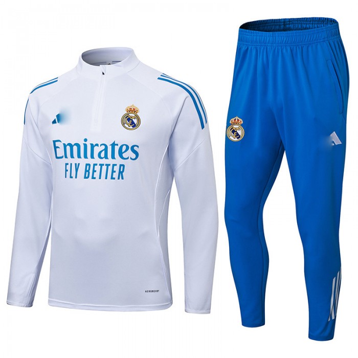 25/26 Real Madrid White Edition Classic Jacket Training Suit (Top+Pant)-9881158