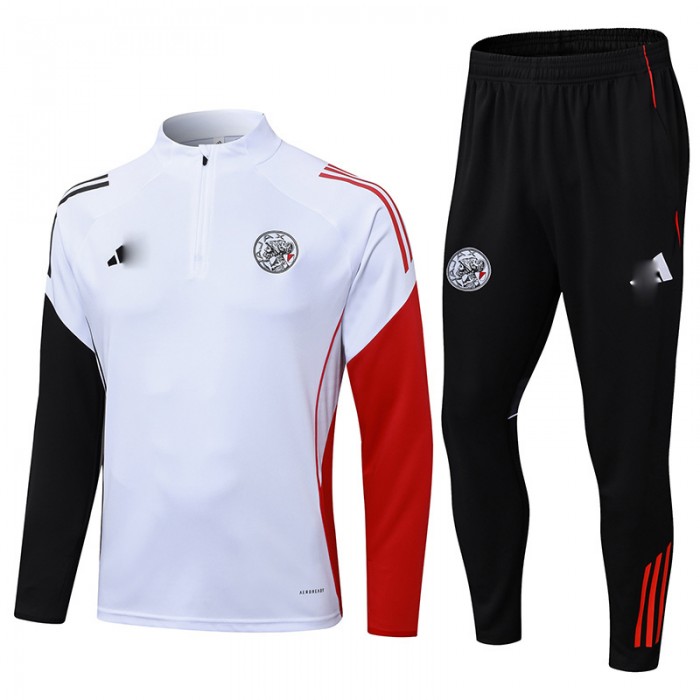 25/26 Ajax White Edition Classic Jacket Training Suit (Top+Pant)-5324600