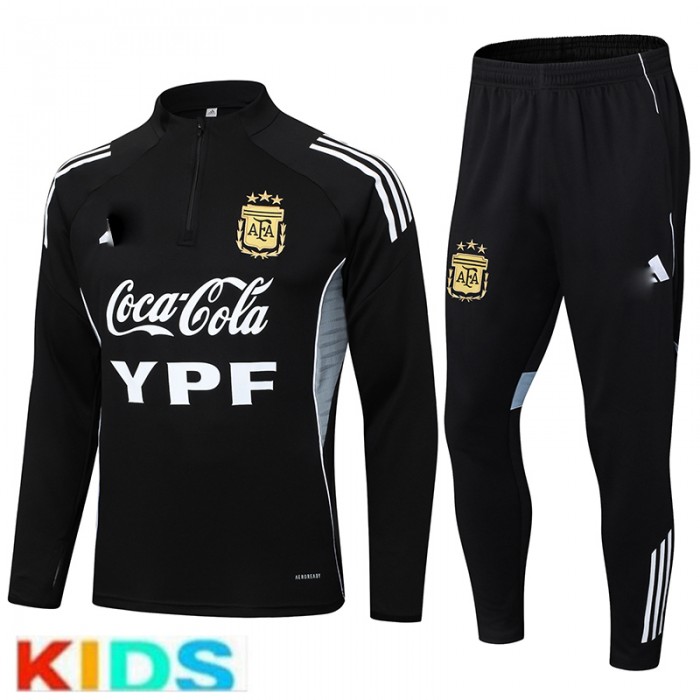2025 Kids Argentina Black Kids Edition Classic Jacket Training Suit (Top+Pant)-9485890