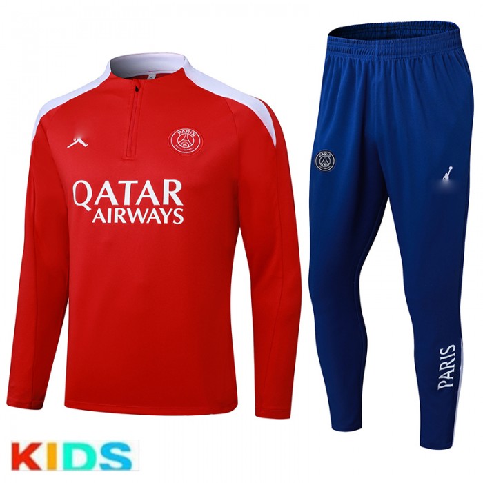 25/26 Kids Paris Saint-Germain PSG Red Kids Edition Classic Jacket Training Suit (Top+Pant)-3274679