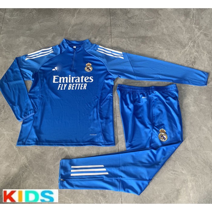 25/26 Kids Real Madrid Blue Kids Edition Classic Jacket Training Suit (Top+Pant)-1100970