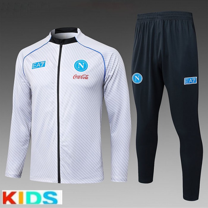 25/26 Kids Napoli White Kids Edition Classic Jacket Training Suit (Top+Pant)-2235279