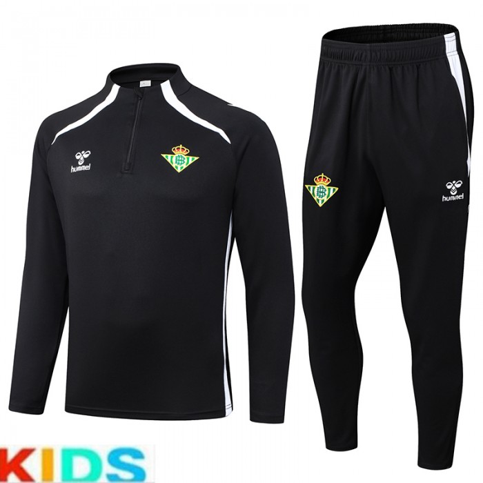 25/26 Kids REAL BETIS Black Kids Edition Classic Jacket Training Suit (Top+Pant)-1353701