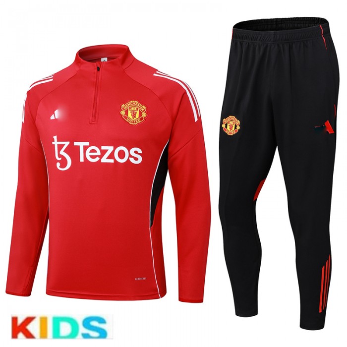 25/26 Kids Manchester United M-U Red Kids Edition Classic Jacket Training Suit (Top+Pant)-2142844