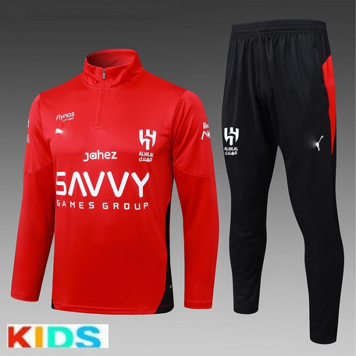25/26 Kids Leyard Crescent Red Kids Edition Classic Jacket Training Suit (Top+Pant)-4448557