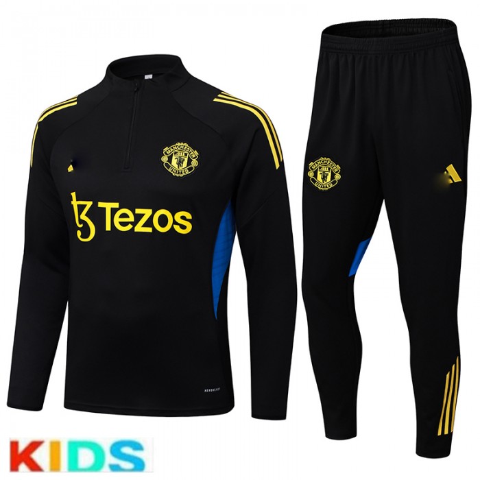 25/26 Kids Manchester United M-U Black Kids Edition Classic Jacket Training Suit (Top+Pant)-2746331
