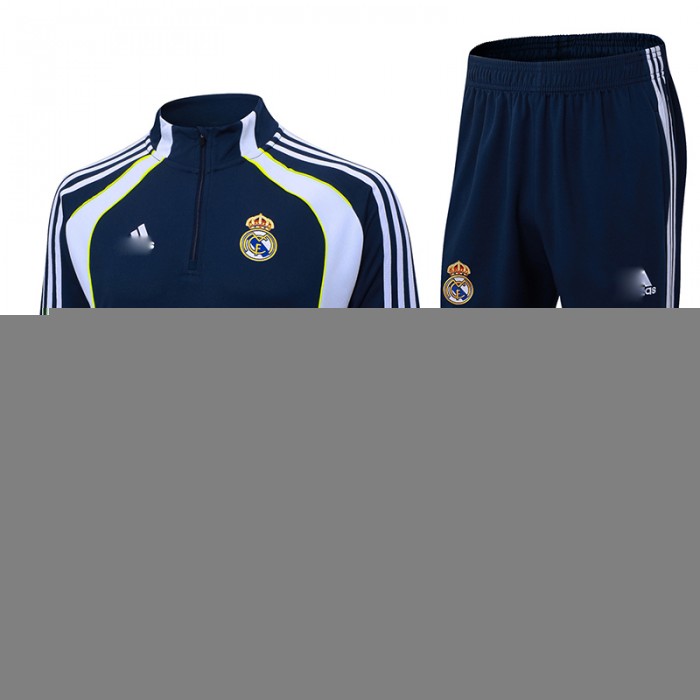 25/26 Kids Real Madrid Nvay Blue Kids Edition Classic Jacket Training Suit (Top+Pant)-3394340