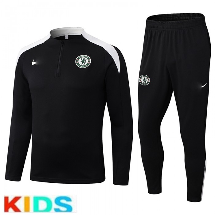 25/26 Kids Chelsea Black Kids Edition Classic Jacket Training Suit (Top+Pant)-2343178