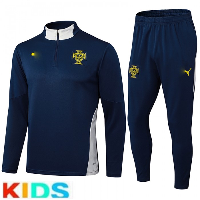 25/26 Kids Portugal Navy Blue Kids Edition Classic Jacket Training Suit (Top+Pant)-1238697