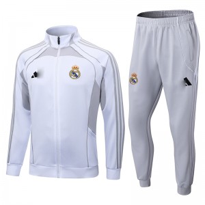 25/26 Real Madrid White Gray Edition Classic Jacket Training Suit (Top+Pant)-299056